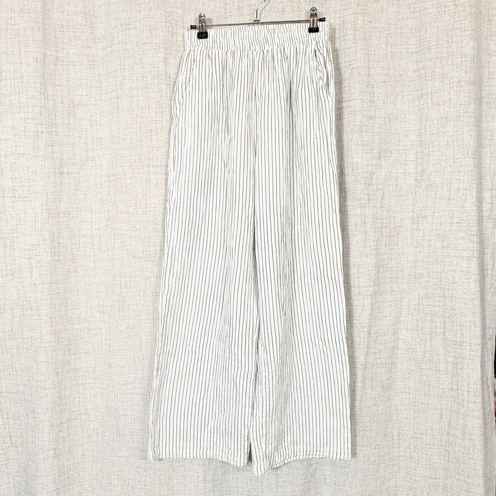 Molly Bracken Gauzy Striped Wide Leg Pants Sz XS Cotton Coastal Boho Trendy
